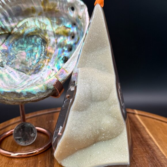 Agate Chalcedony Druzy Diamond Power Point Tower Crystal Geode - Picture 1 of 8